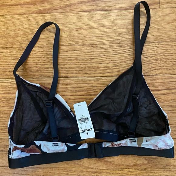 Express Bralette Women’s Small Floral Adjustable Straps No Padding Bra NWT - Picture 2 of 4